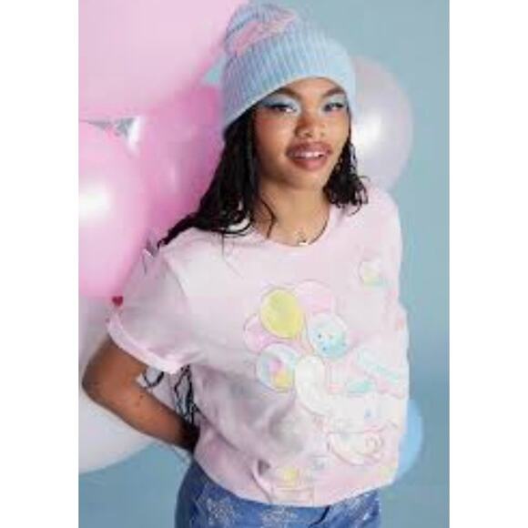 Hot Topic Hot Topic Sanrio Cinnamoroll Balloons Pink Tee Size Fit T-Shirt Sz L - Picture 1 of 4